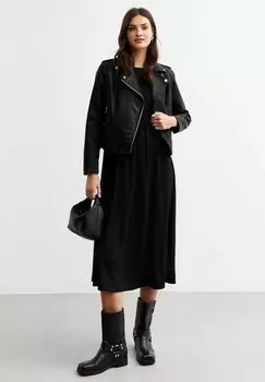 Платье из джерси CRINKLED MIDI SMOCK New Look, черный