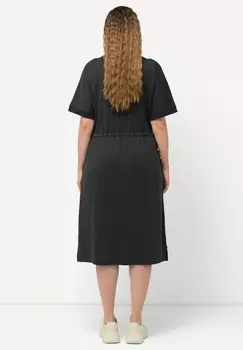 Платье из джерси DRAWSTRING WAIST SHORT SLEEVE Ulla Popken, черный