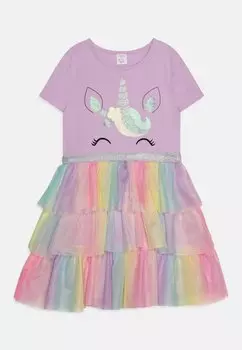 Платье из джерси Dress Unicorn Face And Skirt Rainbow Lindex, светло-сиреневый