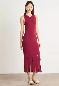 Платье из джерси DRESS WITH FRINGE DETAIL DKNY, темно-красный