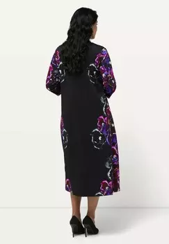 Платье из джерси FLORAL MOTIF 3/4 SLEEVE SLINKY Ulla Popken, черный