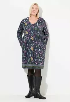 Платье из джерси FLORAL PAISLEY SWING Ulla Popken, темно-синий