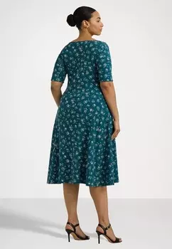Платье из джерси FLORAL STRETCH COTTON MIDI DRESS Ralph Lauren, синий