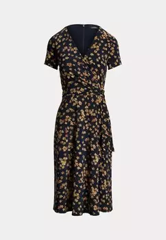 Платье из джерси FLORAL STRETCH JERSEY SURPLICE DRESS Lauren Ralph Lauren, синий