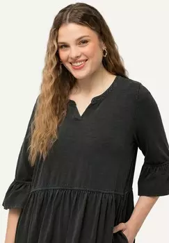 Платье из джерси FLOUNCE PANEL 3/4 SLEEVE Ulla Popken, серый