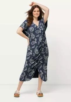 Платье из джерси GATHERED PAISLEY Ulla Popken, темно-синий