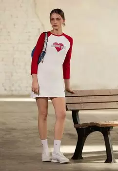 Платье из джерси GIRL DRESS Tommy Jeans, кремовый