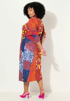 Платье из джерси GRAPHIC PRINT 3/4 SLEEVE Ulla Popken, темно-синий