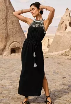 Платье из джерси HALTERNECK TEXTURED BELTED MIDI REGULAR FIT Love & Roses, черный