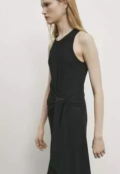 Платье из джерси Halterneck With Tie Detail Massimo Dutti, черное