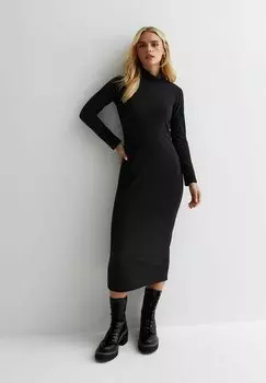 Платье из джерси HIGH NECK MIDI New Look, черный