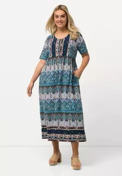 Платье из джерси IKAT-INSPIRED SHORT SLEEVE Ulla Popken, синий