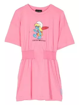 Платье из джерси из коллаборации с The Smurfs Emporio Armani Kids, розовый