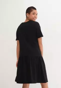 Платье из джерси Kurzes Mit Volant bonprix, черное