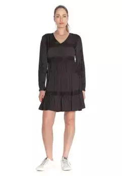 Платье из джерси Le Temps Des Cerises "ELISE" с женственным V-образным вырезом, черный