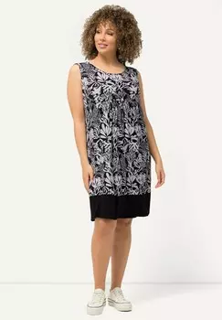 Платье из джерси LEAF PRINT SLEEVELESS SWING Ulla Popken, черный