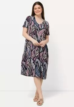Платье из джерси LEAF PRINT Ulla Popken, темно-синий