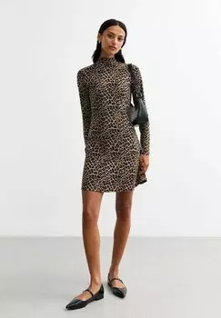 Платье из джерси LEOPARD PRINT LONG SLEEVE New Look, коричневый