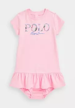 Платье из джерси LOGO COTTON JERSEY DRESS & BLOOMER Polo Ralph Lauren, фуксия