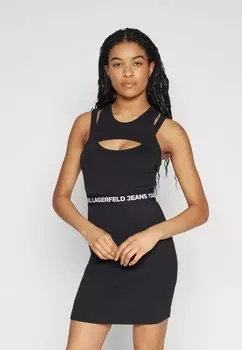 Платье из джерси LOGO ELASTIC TANK DRESS Karl Lagerfeld Jeans, черный