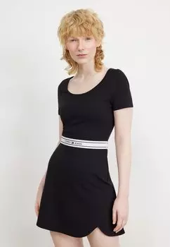 Платье из джерси LOGO TAPE FIT & FLARE Tommy Jeans, черный