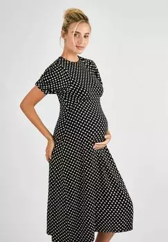 Платье из джерси MATERNITY FIT - DITSY PUFF SLEEVE MIDI JoJo Maman Bb, черный