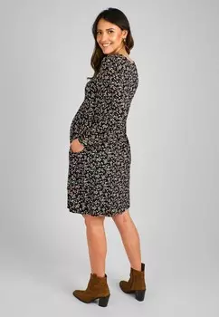 Платье из джерси MATERNITY PRETTY FLORAL BUTTON THROUGH REGULAR FIT JoJo Maman Bb, черный