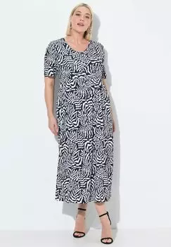 Платье из джерси MATTE LEAF PRINT Ulla Popken, черный