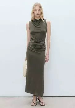 Платье из джерси Maxi dress Mango, хаки