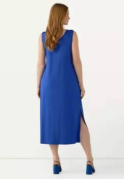 Платье из джерси MIDI EN TISSU FLUIDE LIGNE EN A COL EN V SANS MANCHES Ulla Popken, синий