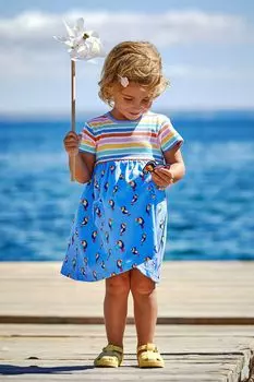 Платье из джерси Mix & Match с карманом с изображением животных Jojo Maman Bb, синий