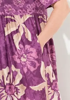 Платье из джерси MIX PRINT BORDER EMPIRE Ulla Popken, темно-фиолетовый