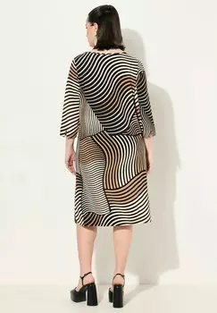 Платье из джерси MIXED WAVE PRINT 3/4 SLEEVE Ulla Popken, черный