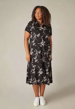 Платье из джерси MONO FLORAL TIERED Live Unlimited London, цвет black
