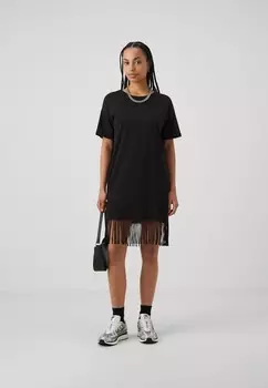 Платье из джерси NMKEYLA FRINGE O NECK T SHIRT DRESS Noisy May, черный