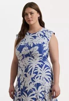 Платье из джерси PALM-FROND-PRINT STRETCH JERSEY DRESS Lauren Ralph Lauren Woman, синий