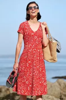 Платье из джерси Petite с видом на пирс Seasalt Cornwall, красный