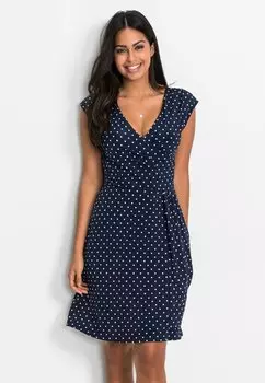 Платье из джерси Pnktchen Mit Pnktchenmusterung Und R bonprix, синий