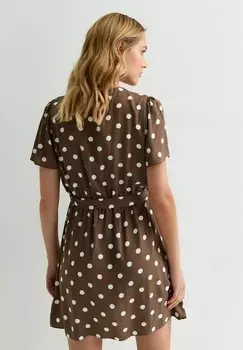 Платье из джерси POLKA-DOT WRAP-FRONT MINI New Look, коричневый