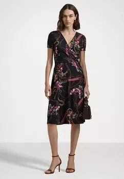 Платье из джерси PRINT SURPLICE JERSEY DRESS Lauren Ralph Lauren Petite, темно-синий