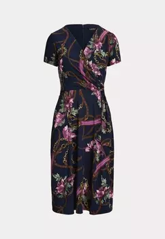 Платье из джерси PRINT SURPLICE JERSEY DRESS Lauren Ralph Lauren, синий
