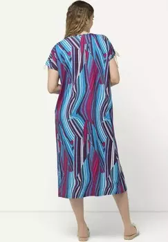 Платье из джерси PRINT V-NECK CAP SLEEVE Ulla Popken, красный