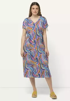 Платье из джерси PRINT V-NECK CAP SLEEVE Ulla Popken, белый