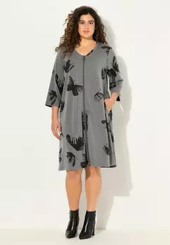 Платье из джерси PRINT ZIP FRONT 3/4 SLEEVE Ulla Popken, цвет Mottled Grey