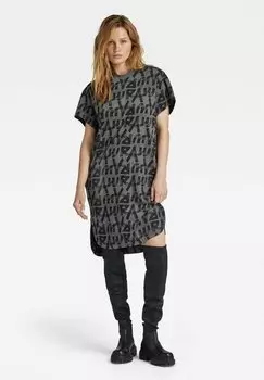 Платье из джерси PRINTED LOOSE G-Star, цвет grey asphalt raw paint