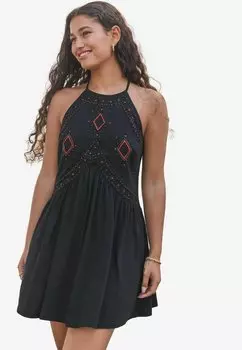 Платье из джерси REGULAR FIT -EMBROIDERED Next, черный