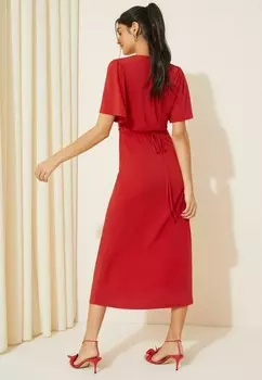 Платье из джерси RUCHED FRONT FLUTTER SLEEVE MIDI REGULAR FIT Friends Like These, красный