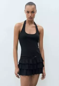 Платье из джерси RUFFLED Mango, черный