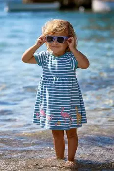 Платье из джерси с аппликациями внизу Jojo Maman Bb, синий