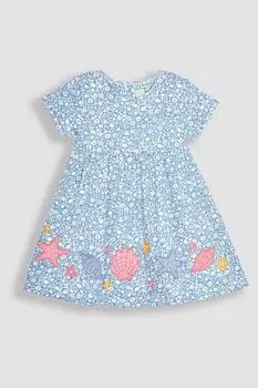 Платье из джерси с аппликациями внизу Jojo Maman Bb, синий